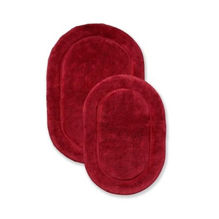 SUPERIOR Superior BATHRUG-OV2PC-BG Cotton Oval Bath Rug Set - Burgundy; 2 Pieces BATHRUG-OV2PC-BG